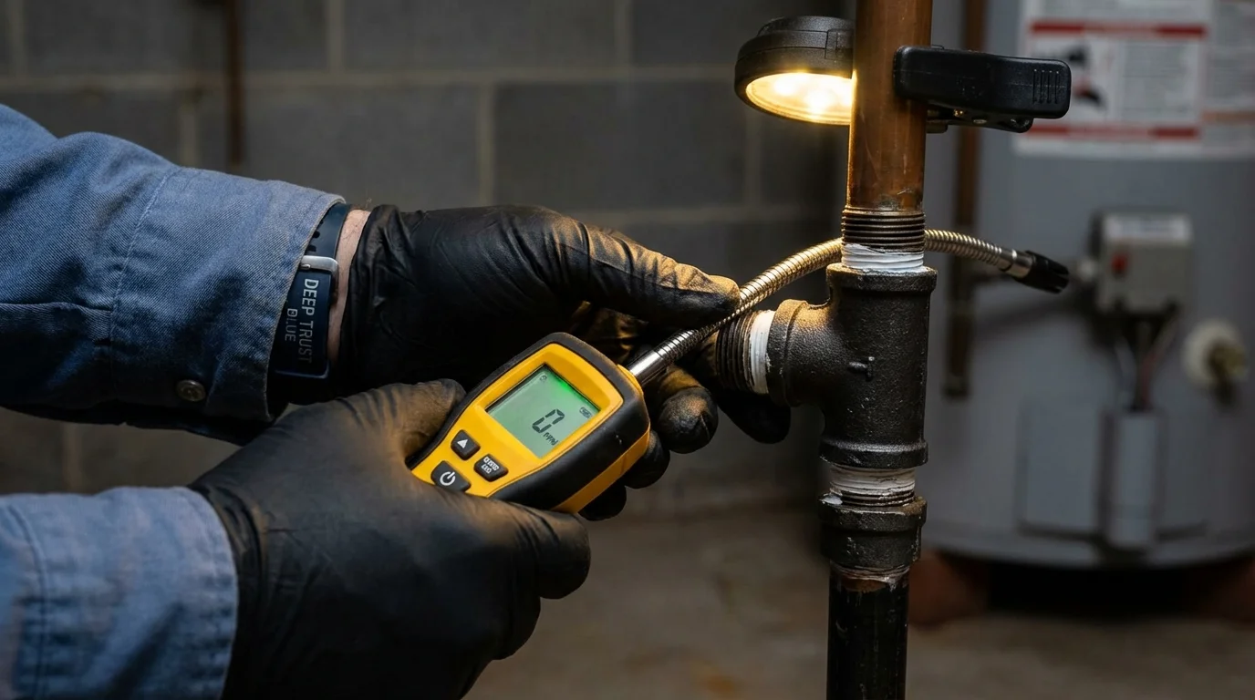 Gas leak detection with electronic sniffer by Johns Plumbing LLC in Centerport