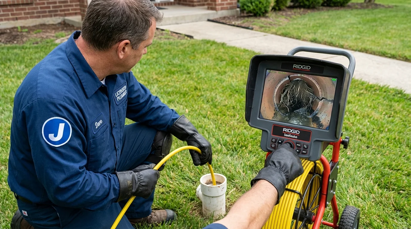 Sewer camera inspection being performed by Johns Plumbing LLC in Centerport